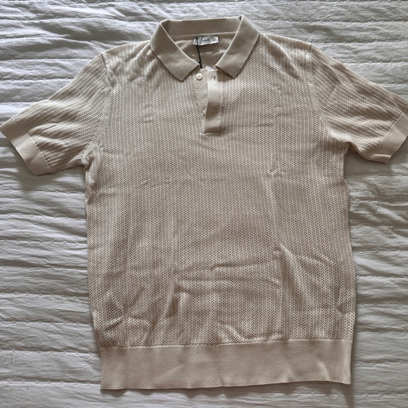 Mango Cream Textured Polo Shirt - Picture 1 of 4